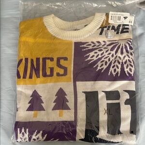 Purple and Yellow Crewneck Sweater Minnesota Vikings Miller Lite beer